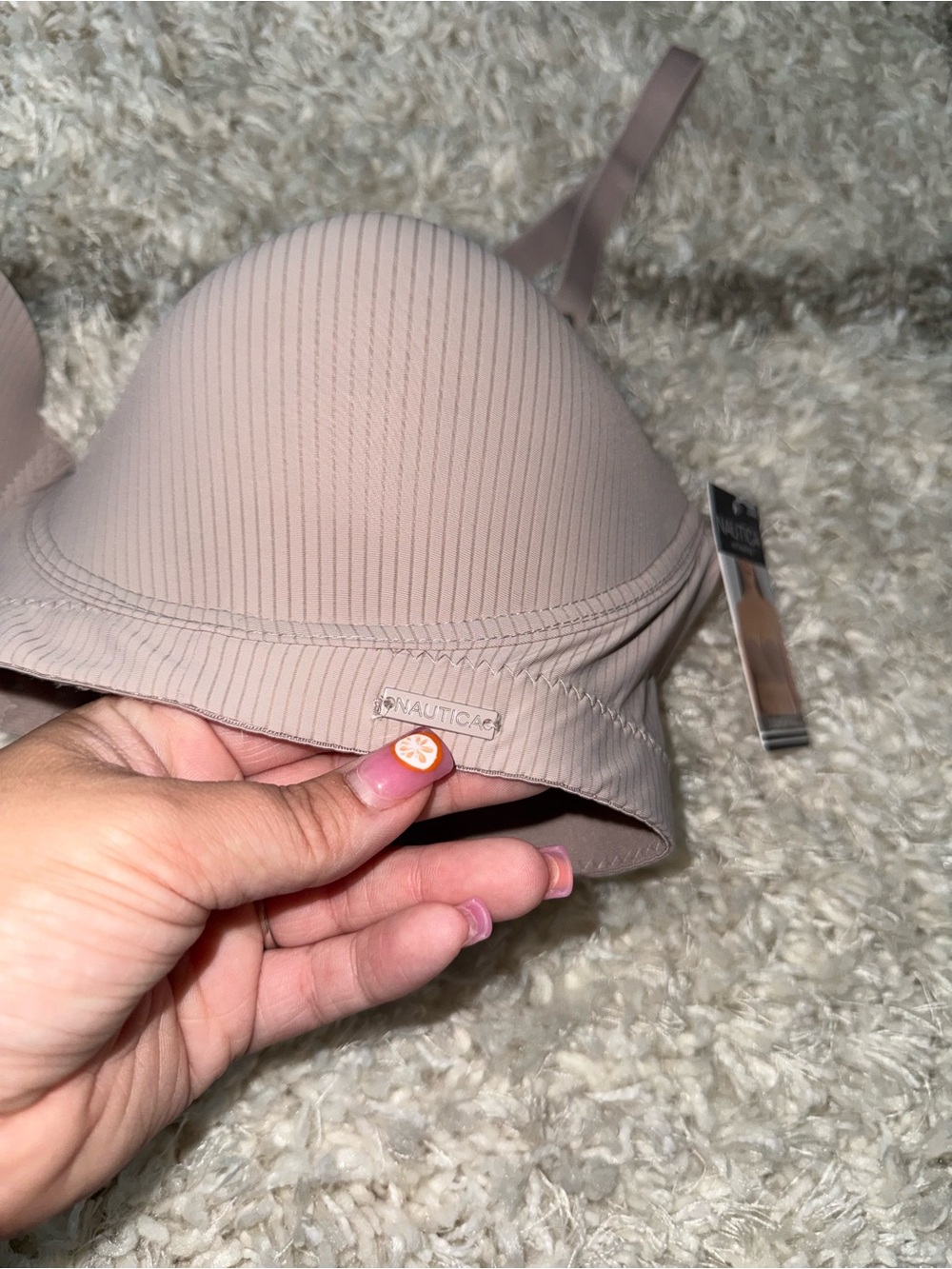 Women’s NAUTICA Neutral Colored Strapless Bra Subtle Ribbed Bra Size 38DD NWT - Picture 3 of 13